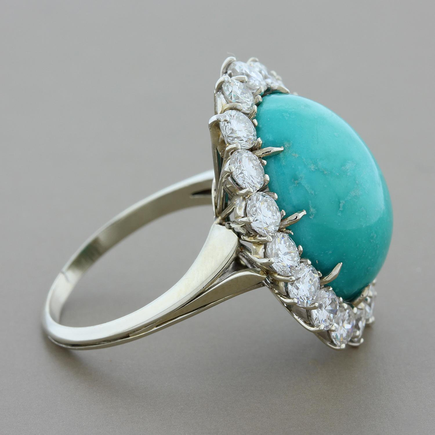 Turquoise Diamond Gold Ring In New Condition In Beverly Hills, CA