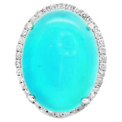 Turquoise Diamond Halo Platinum Ring