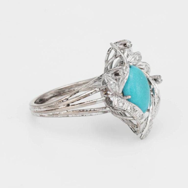 Turquoise Diamond Palladium Ring Vintage Jewelry at 1stdibs