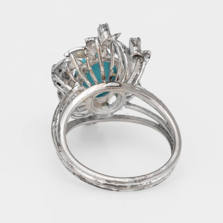 Turquoise Diamond Palladium Ring Vintage Jewelry at 1stdibs