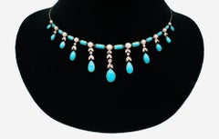 Turquoise, Diamond & Pearl Necklace