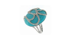Turquoise Diamond Ring 14k White Gold 14k White Gold