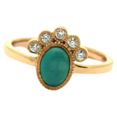 Turquoise Diamond ring 14KT rose gold