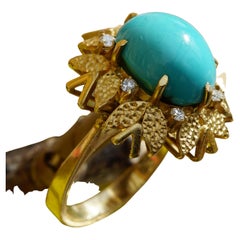 Turquoise Diamond Ring 18 kt Gold so beautiful