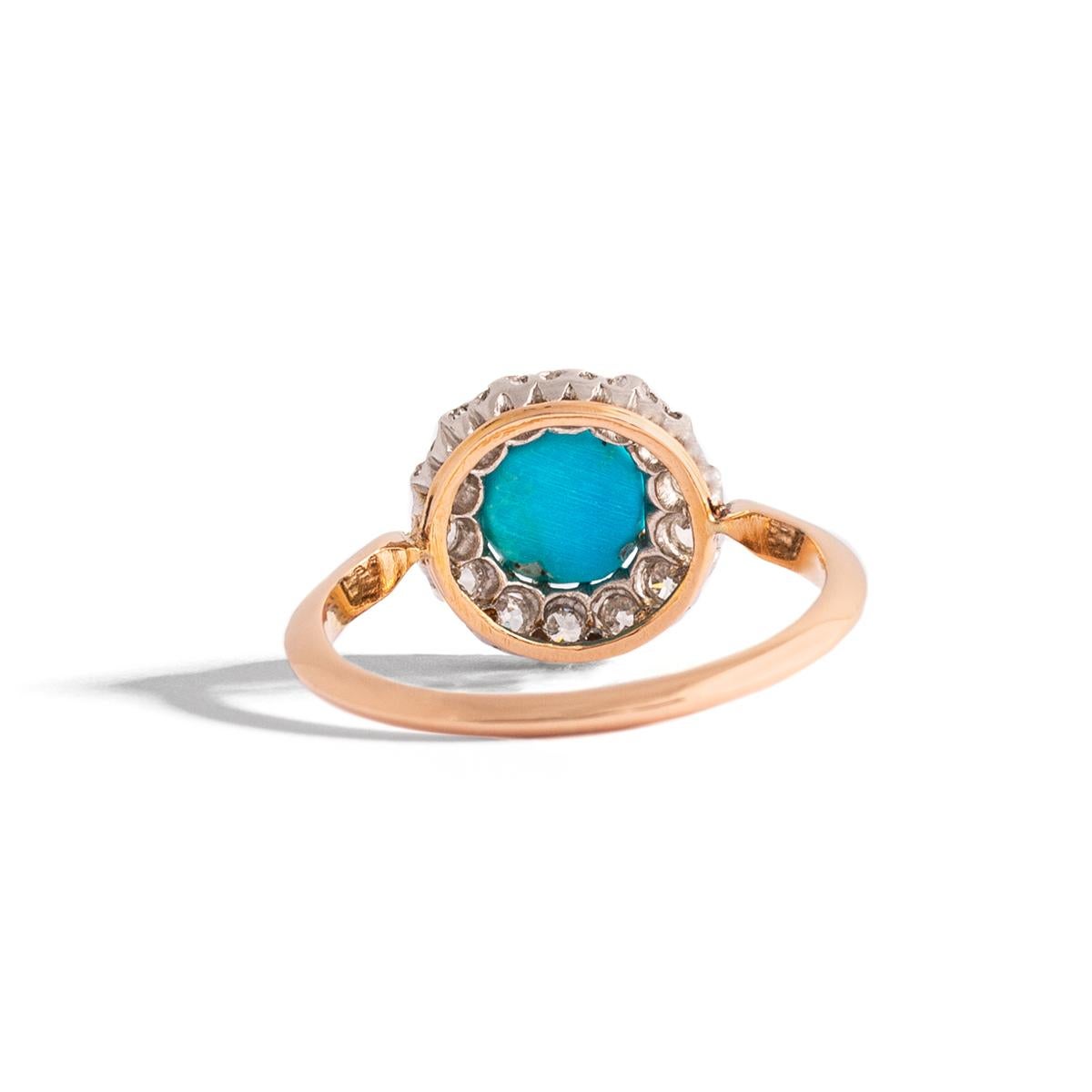 Aesthetic Movement Turquoise Diamond Ring For Sale