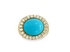 Turquoise Diamond Ruby Yellow Gold Cocktail Ring