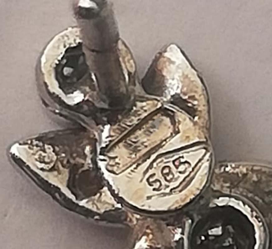 Türkis, Diamanten, 14 Karat Weißgold-Ohrringe. Damen im Angebot