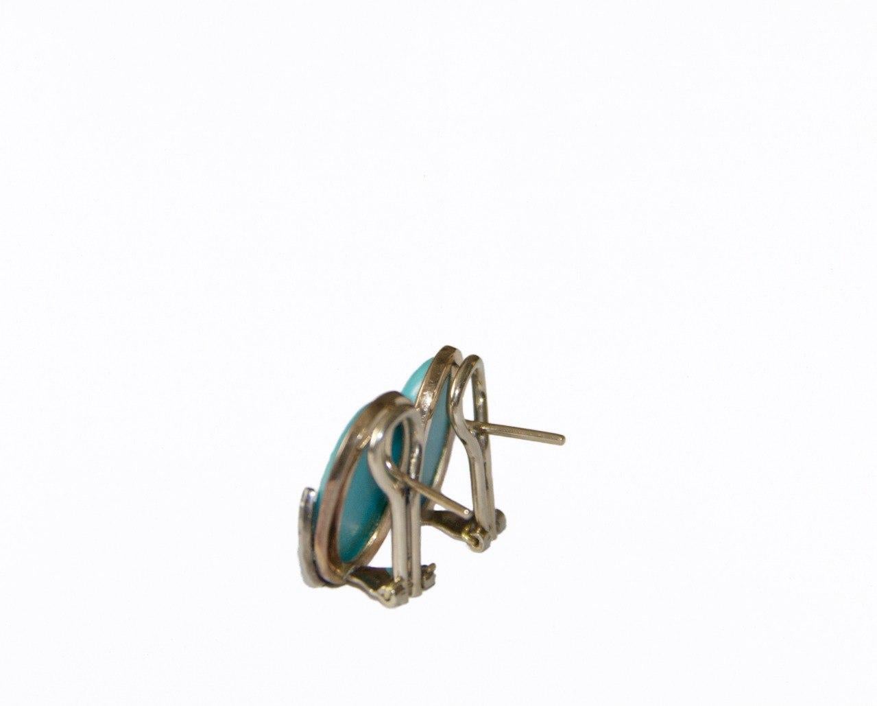 Rose Cut Turquoise Diamonds 14 Karat Yellow Gold Clip-on Earrings For Sale