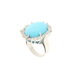 Turquoise Diamonds 18 Carat White Gold Cocktail Ring