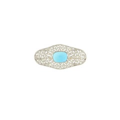 Broche de oro blanco de 18 quilates con diamantes turquesa