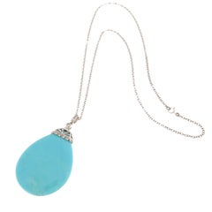 SCALA GIOIELLI 18kt White Gold Turquoise & Diamond Pendant Necklace