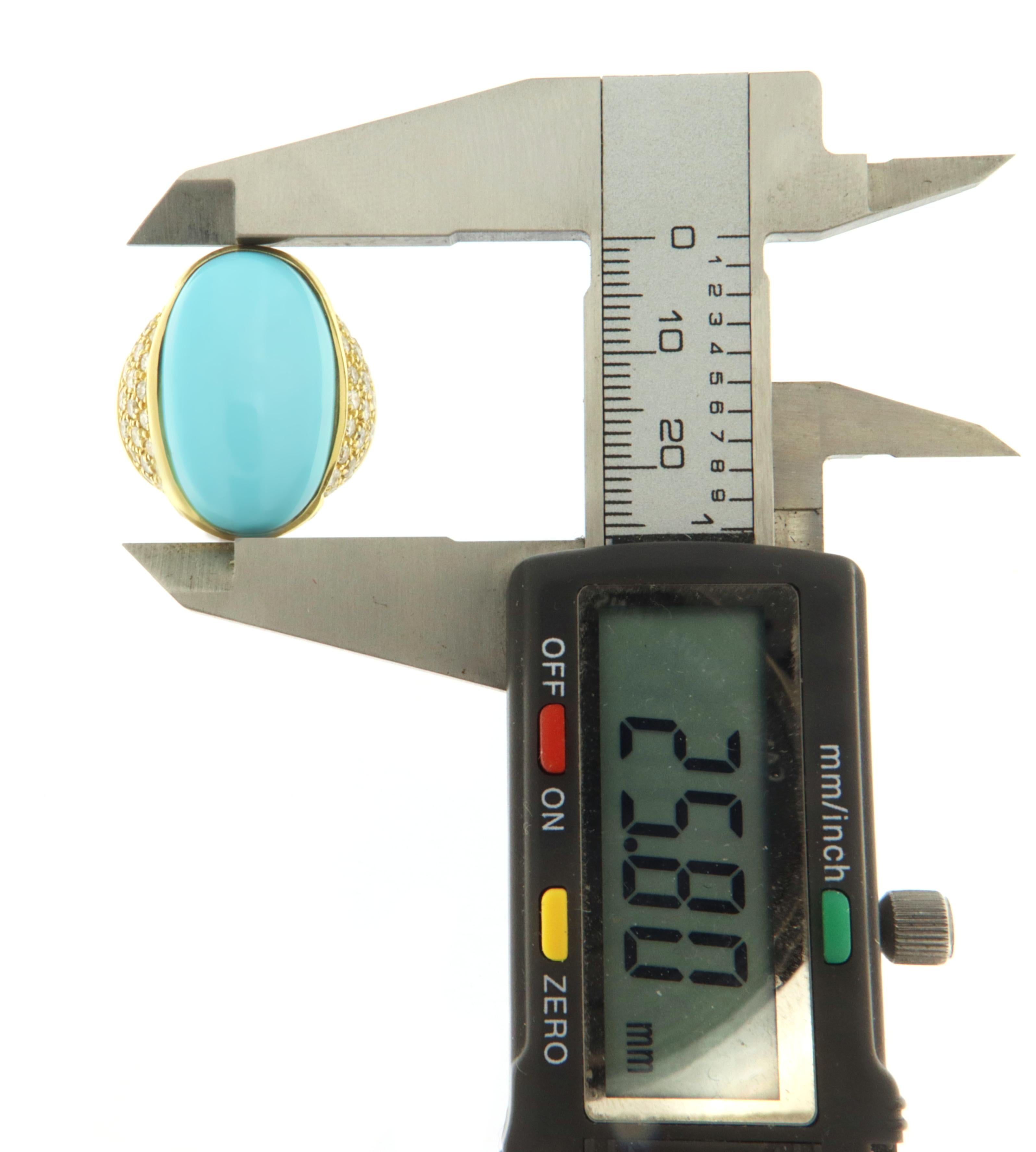 Brilliant Cut Turquoise Diamonds 18 Karat Yellow Gold Cocktail Ring For Sale