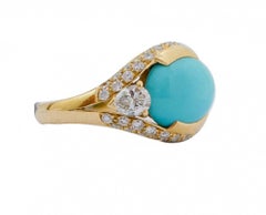 Türkis, Diamanten, Ring aus 18 Karat Gelbgold.