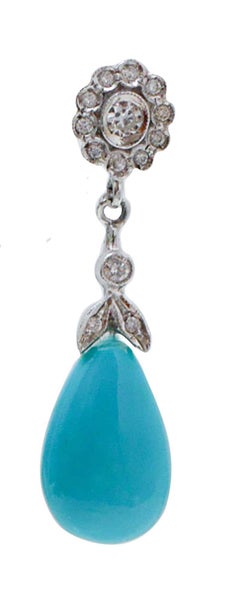 Ohrringe aus Türkis, Diamanten und Platin.