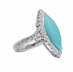 Turquoise, Diamonds, Platinum Retrò Ring.