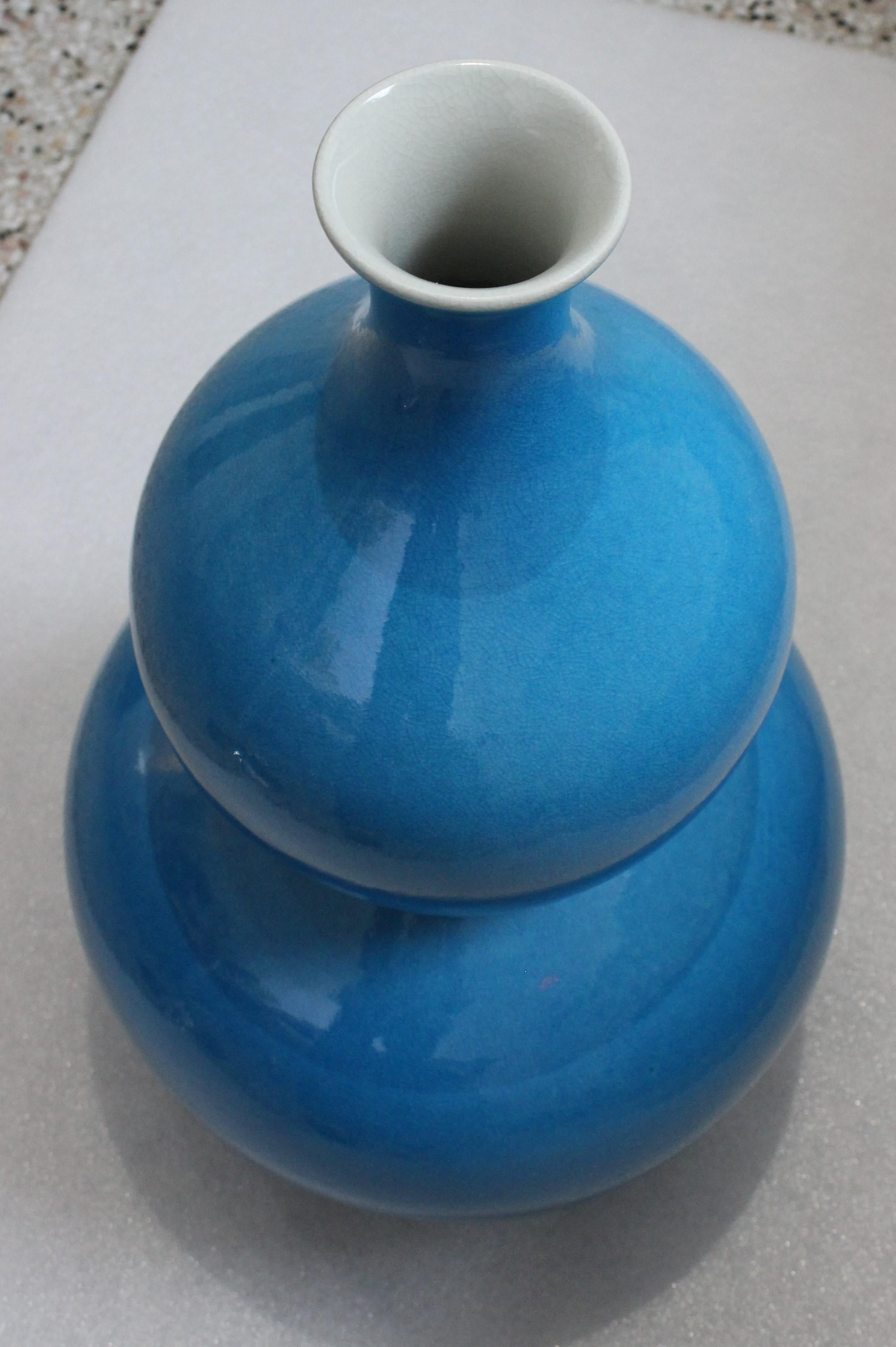 Turquoise Double Gourd Form Vase For Sale 4