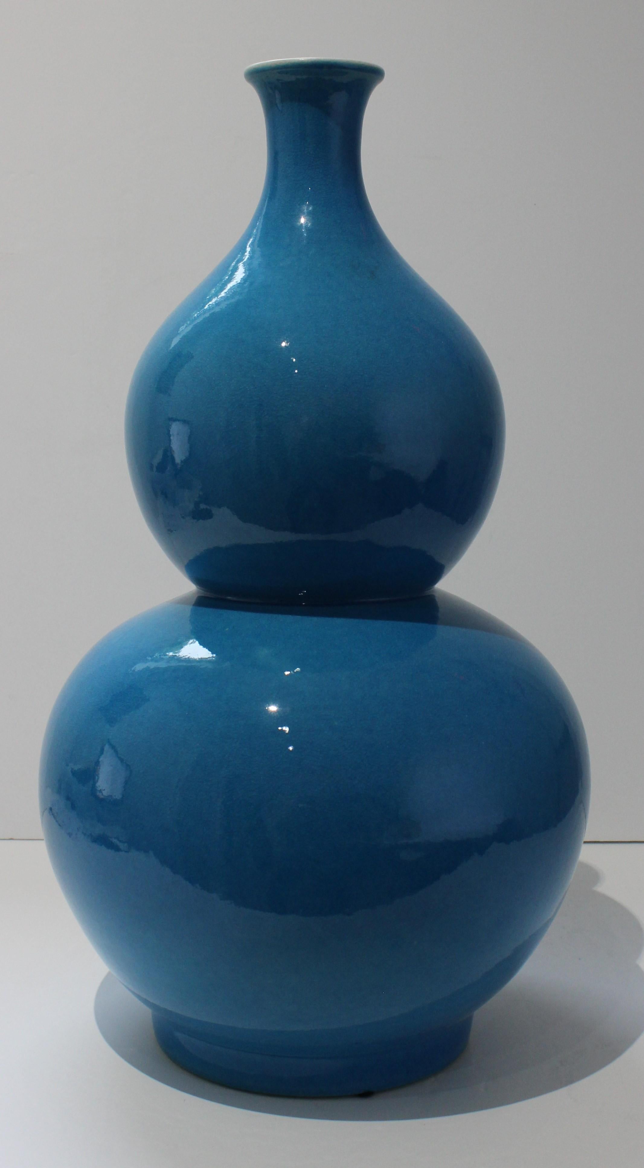 Chinese Turquoise Double Gourd Form Vase For Sale