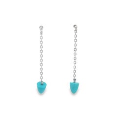 Turquoise Drop Earrings 2.13CT 14K White Gold