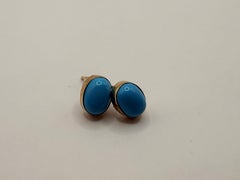 Turquoise earrings 14KT yellow gold studs