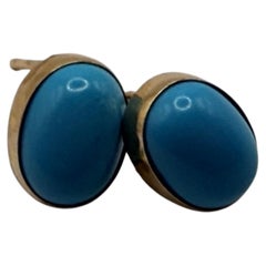 Turquoise earrings 14KT yellow gold studs
