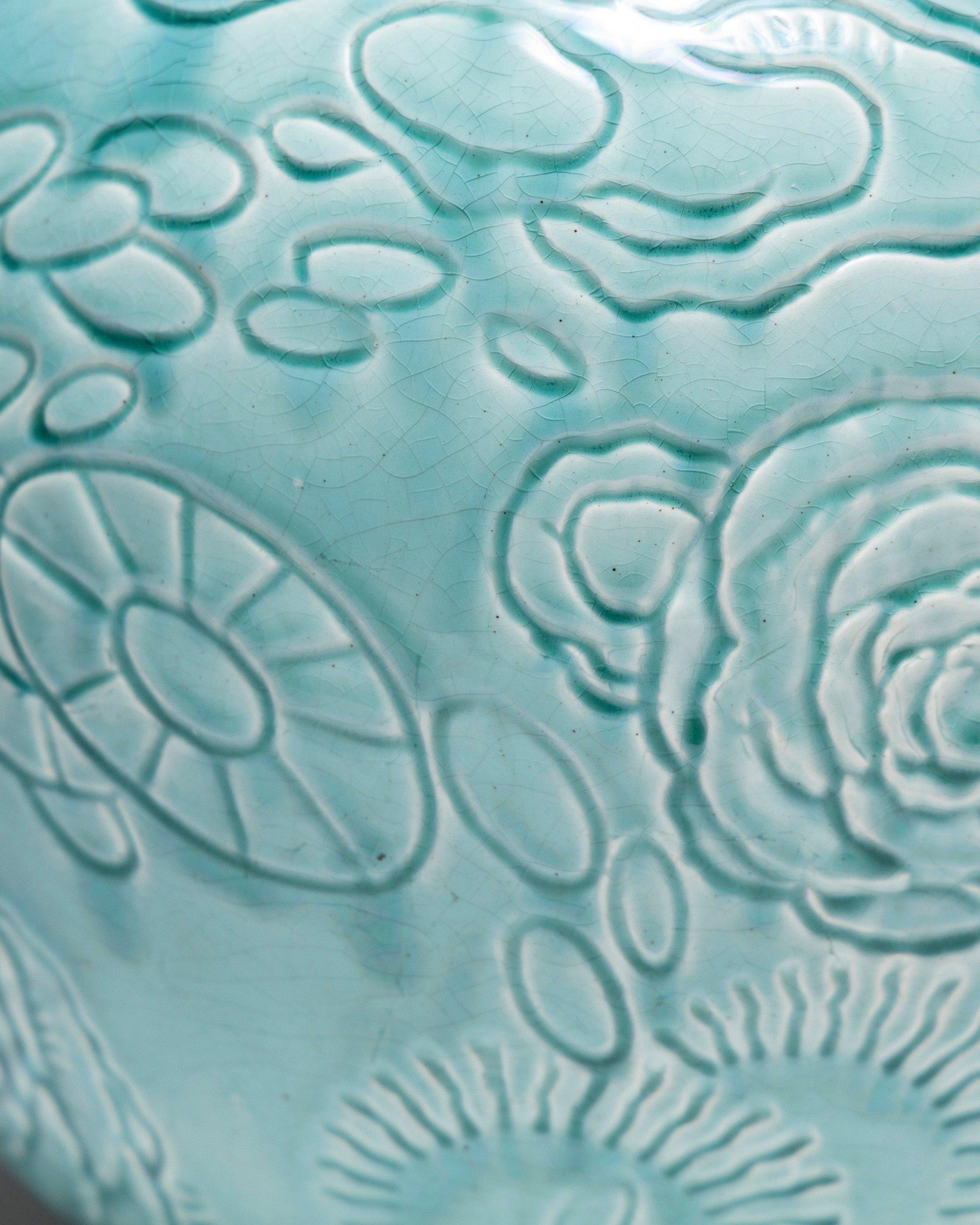 Cotto Cachepot in terracotta turchese, Orchies, anni '50 in vendita