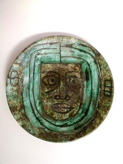 Turquoise Earthenware Hand-Made Wall Plate, Signed, 1970’s, '5704'