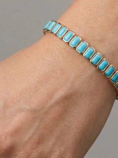 Turquoise Elegance 14K (Custom) Yellow Gold Bracelet