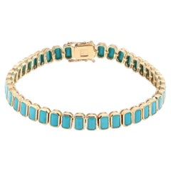 Turquoise Elegance 14K (Custom) Yellow Gold Bracelet