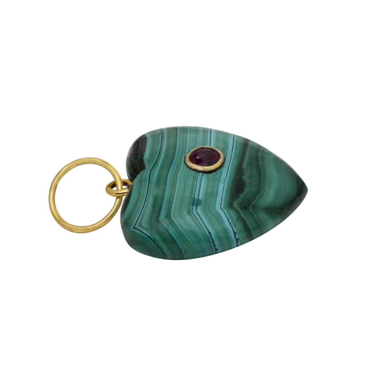 Türkis-Smaragd 14 Karat Gold Herz-Charm-Anhänger Halskette (Gemischter Schliff) im Angebot