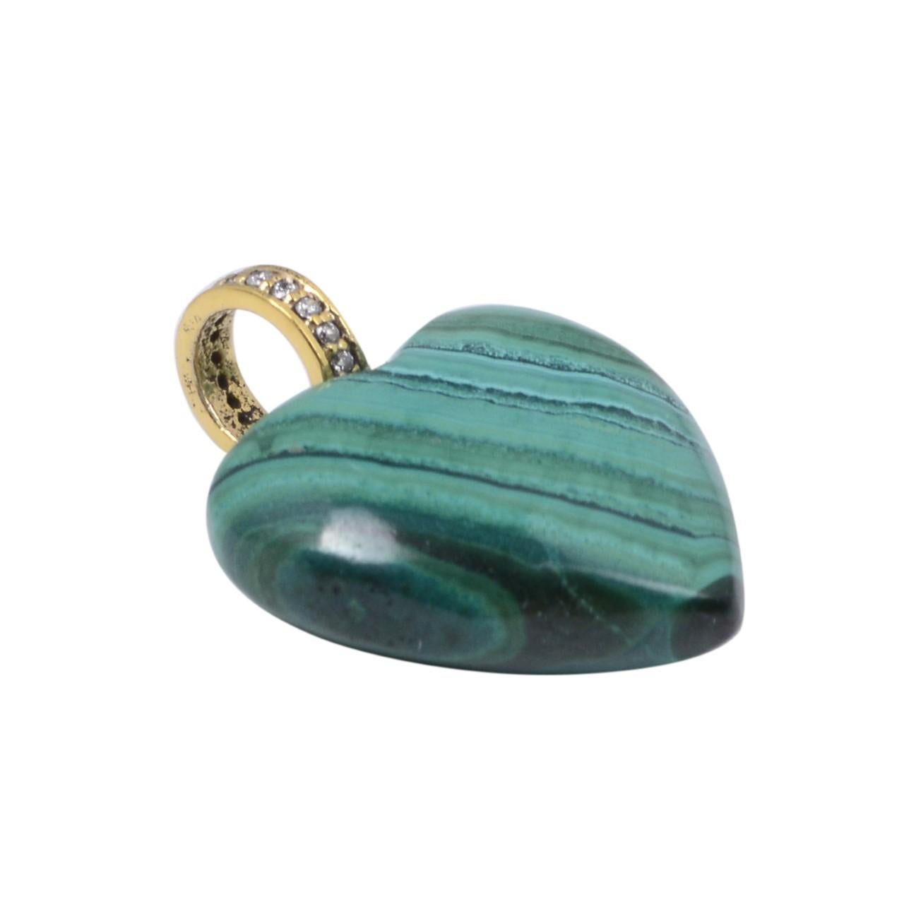 Turquoise Emerald 14 Karat Gold Heart Charm Pendant Necklace For Sale 2