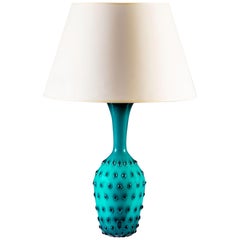 Turquoise Empoli Glass Vase as a Table Lamp