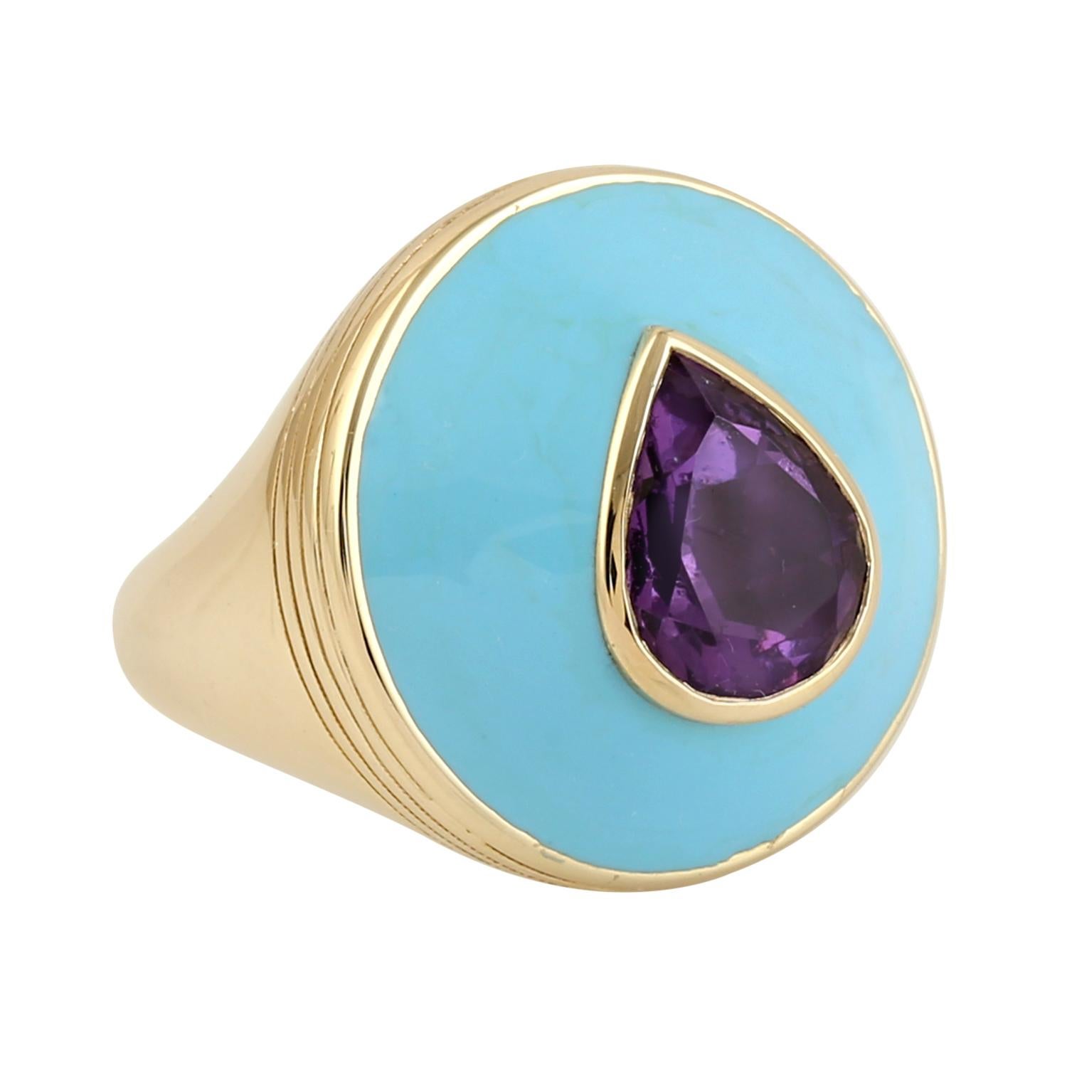 amethyst and turquoise ring