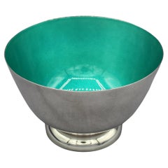 Turquoise Enameled Sterling Silver Bowl by Towle