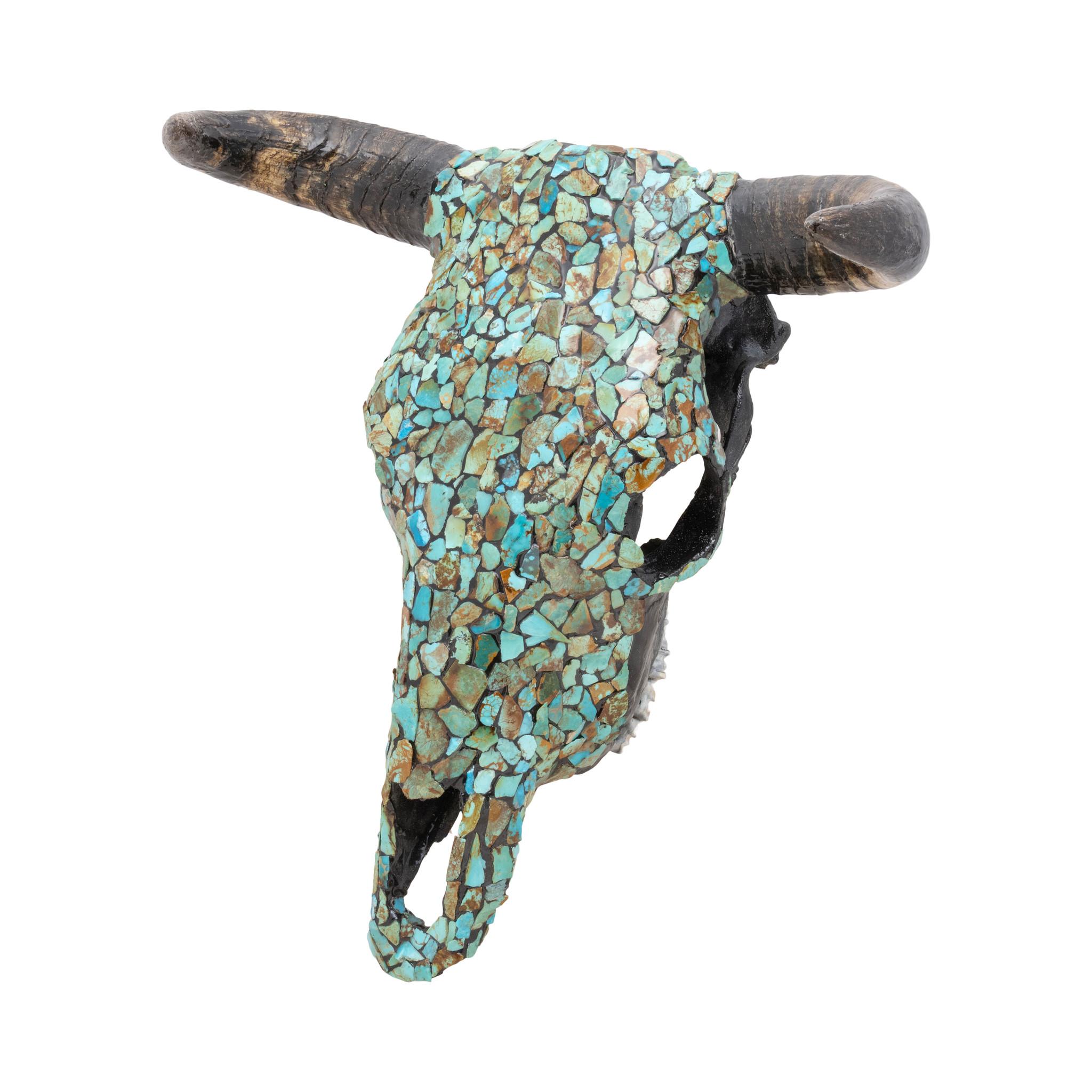 Américain Crâne de bœuf incrusté de turquoise en vente
