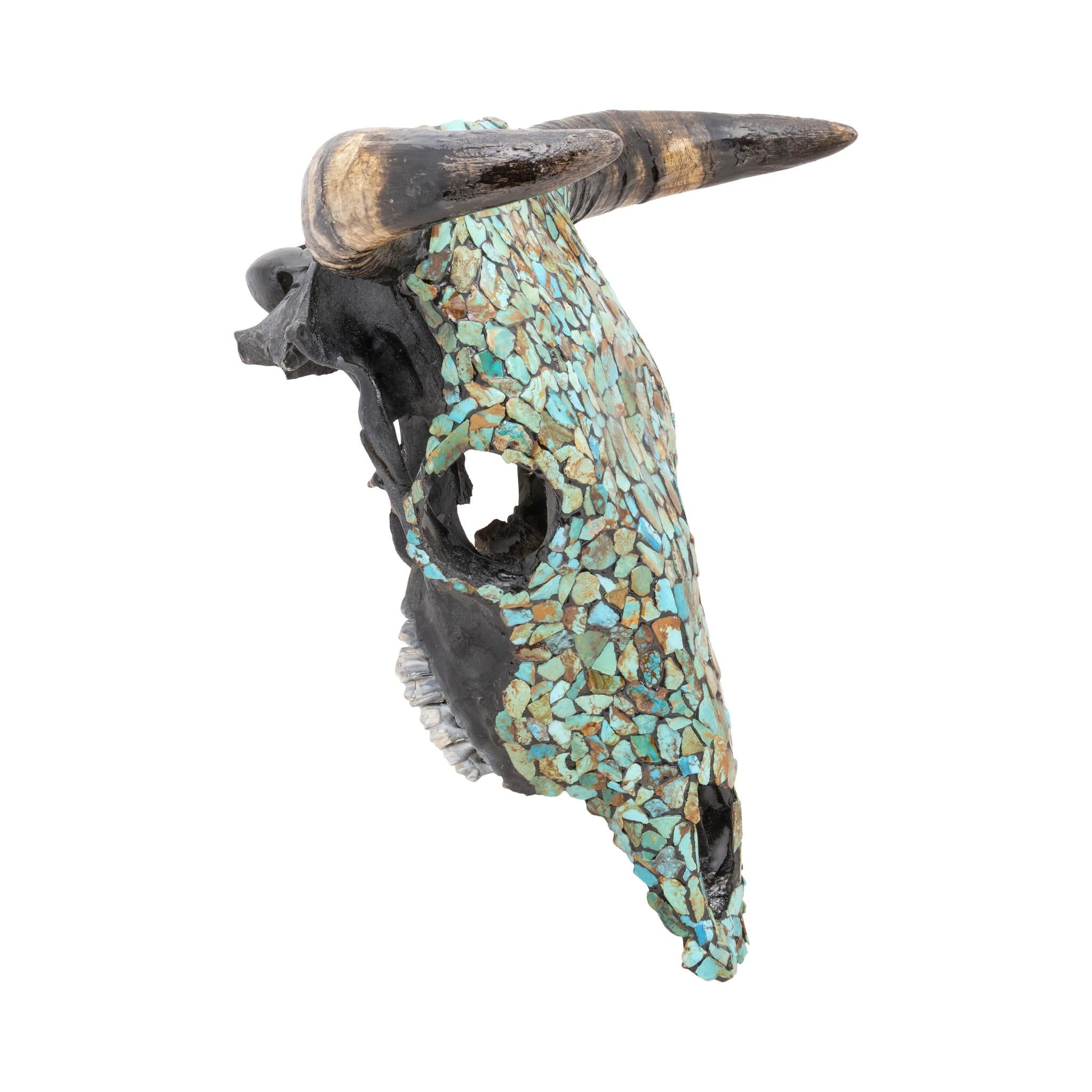 Crâne de bœuf incrusté de turquoise Bon état - En vente à Coeur d'Alene, ID