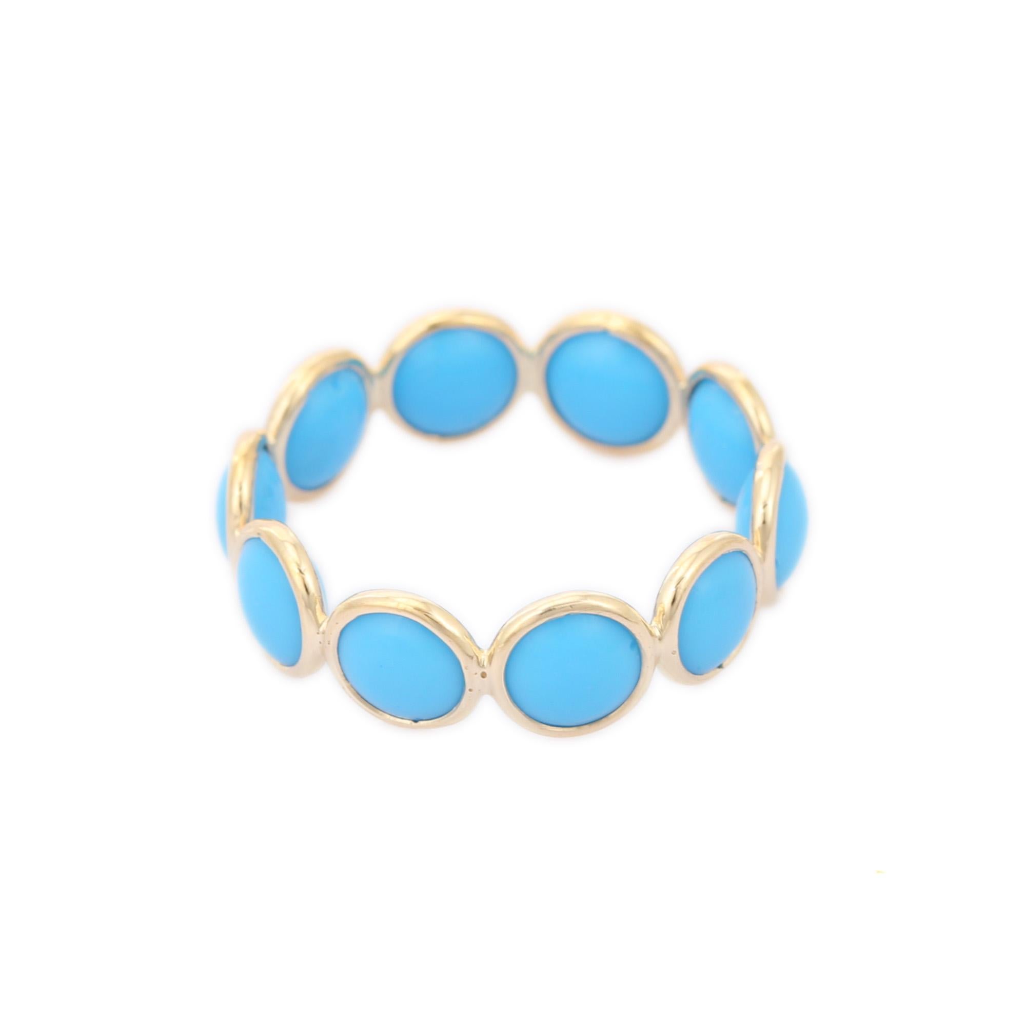 For Sale:  Turquoise Eternity Band in 18K Yellow Gold 4