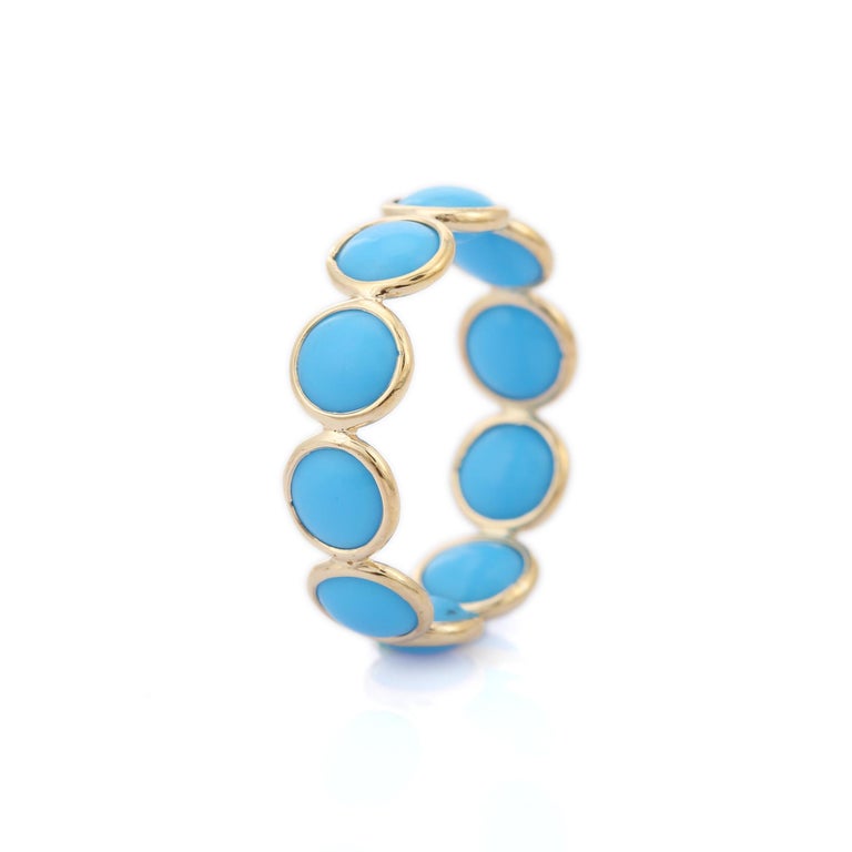For Sale:  Turquoise Eternity Band in 18K Yellow Gold 5