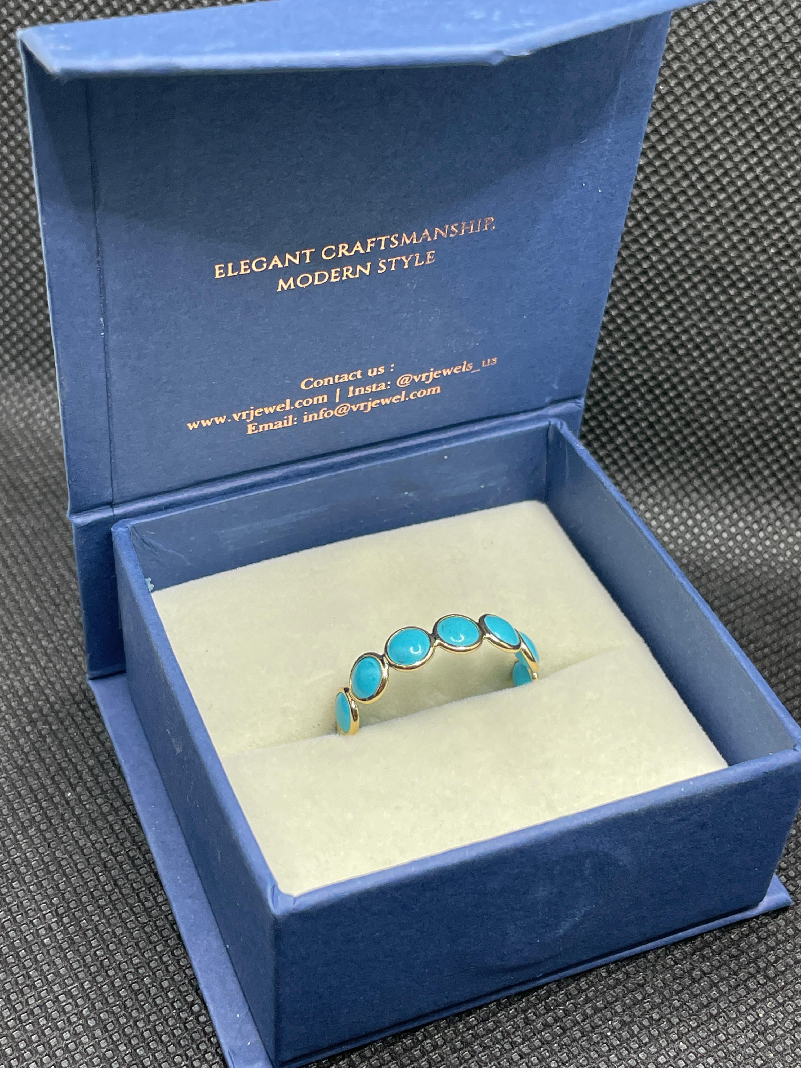 For Sale:  Turquoise Eternity Band in 18K Yellow Gold 5