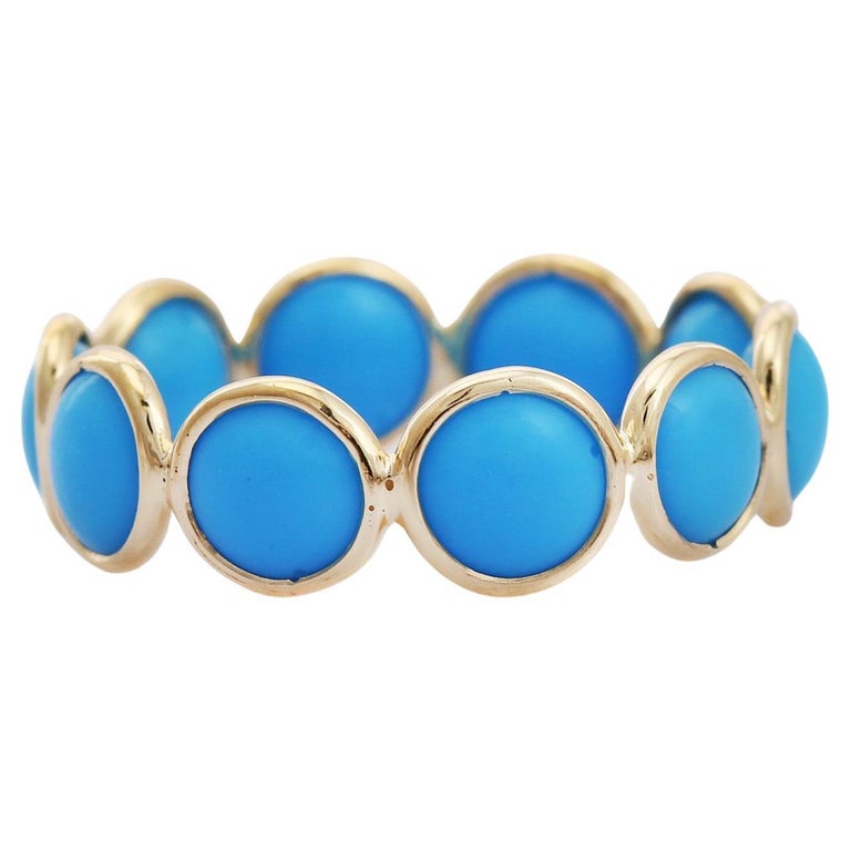 For Sale:  Turquoise Eternity Band in 18K Yellow Gold 2
