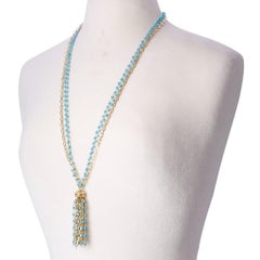 Turquoise Faceted Rhondelle & Chain Necklace