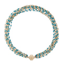 Turquoise Faceted Rhondelle & Chain Necklace