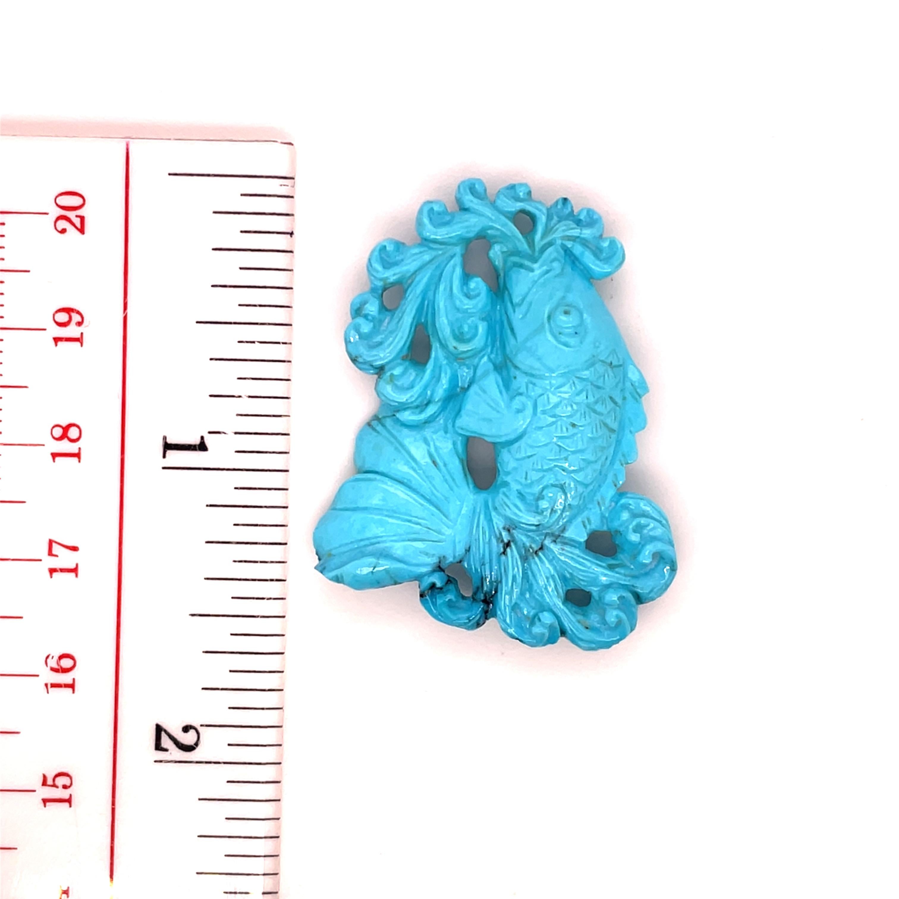 Pendentif poissons turquoise en vente 5