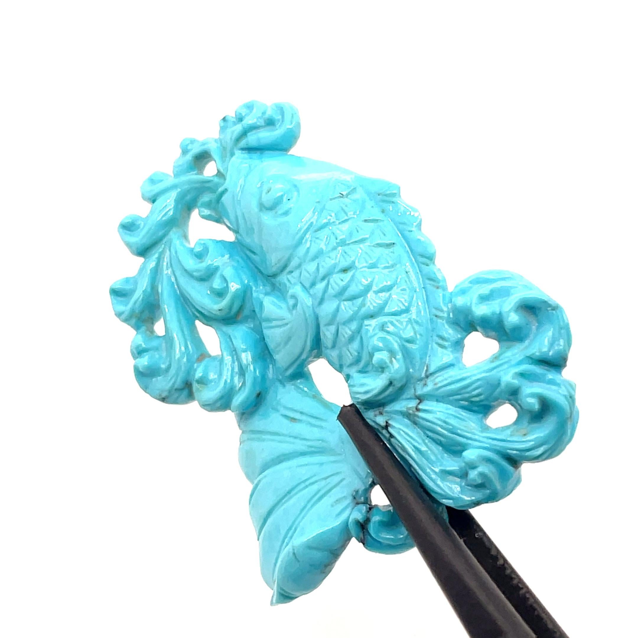 Pendentif poissons turquoise en vente 2