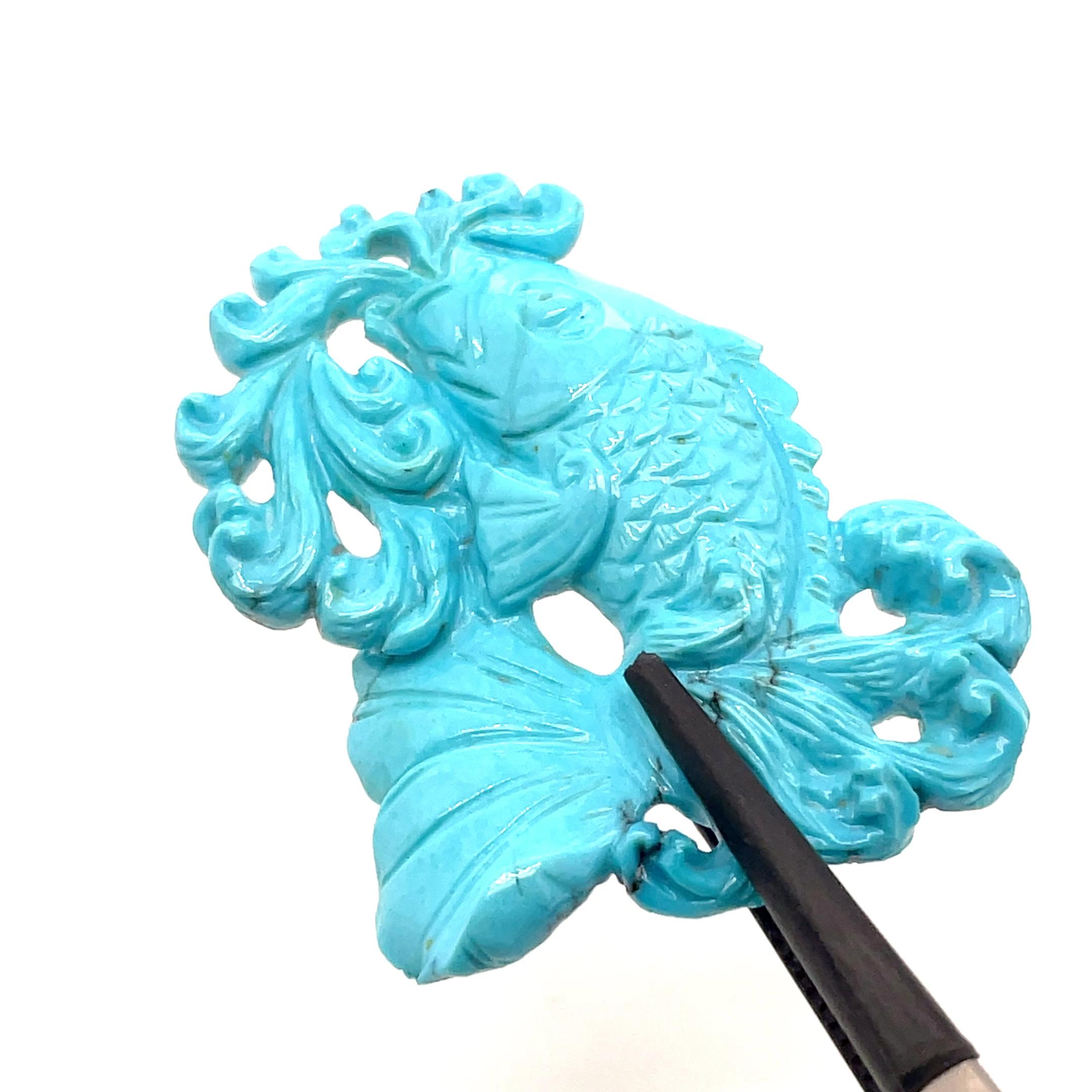 Pendentif poissons turquoise en vente 3