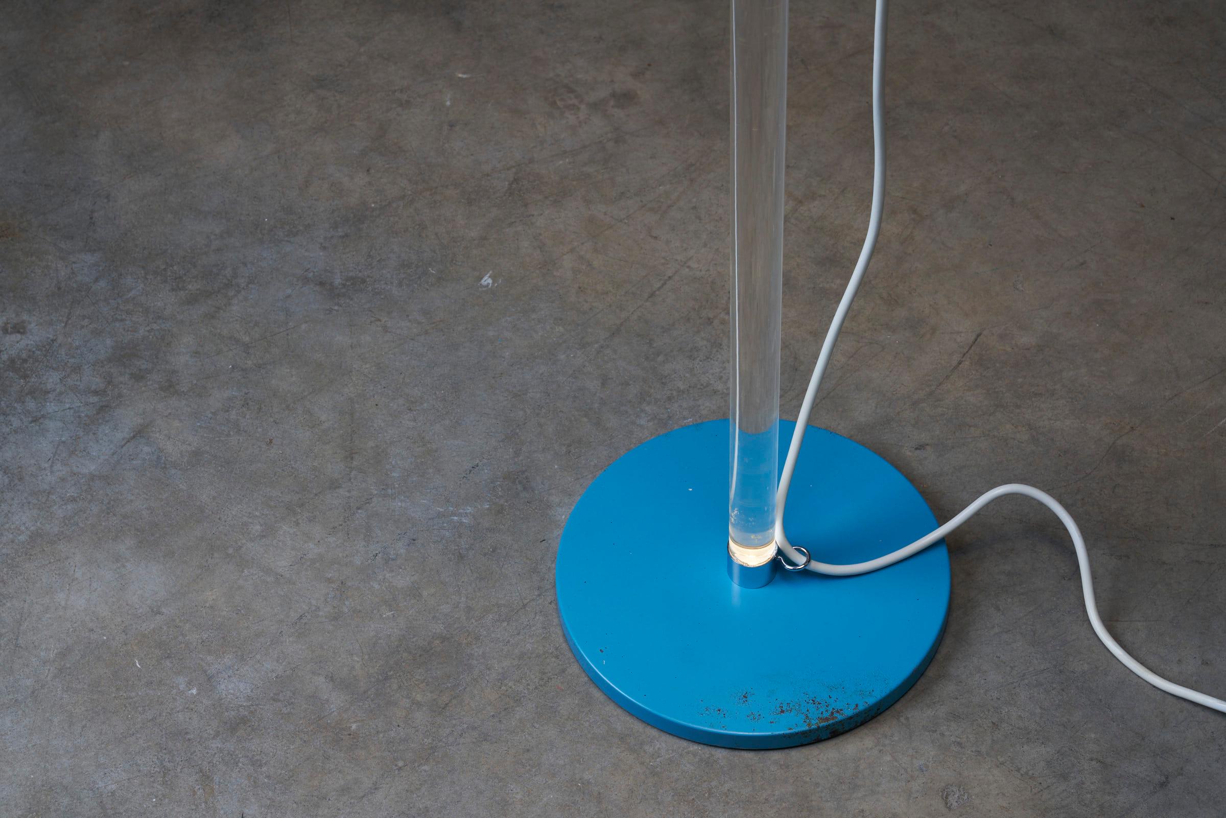Turquoise Floor Lamp with Plexi Stem Cosack Leuchten In Good Condition For Sale In Mortsel, BE