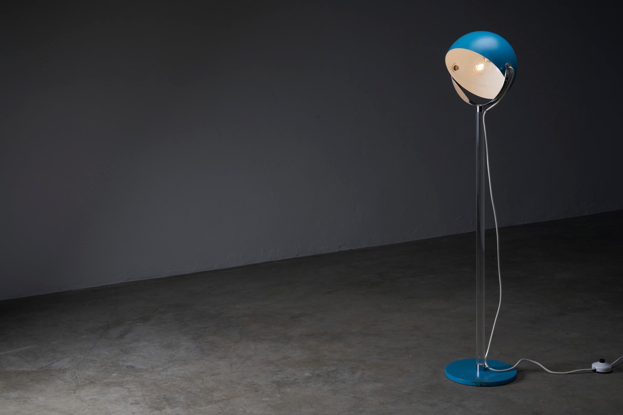Metal Turquoise Floor Lamp with Plexi Stem Cosack Leuchten For Sale