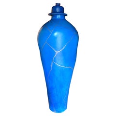 Jarrón de suelo turquesa Kintsugi
