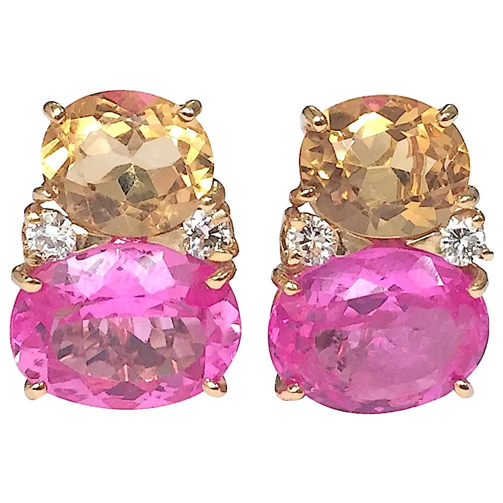 Turquoise Flower Diamonds Cluster Earrings For Sale 11