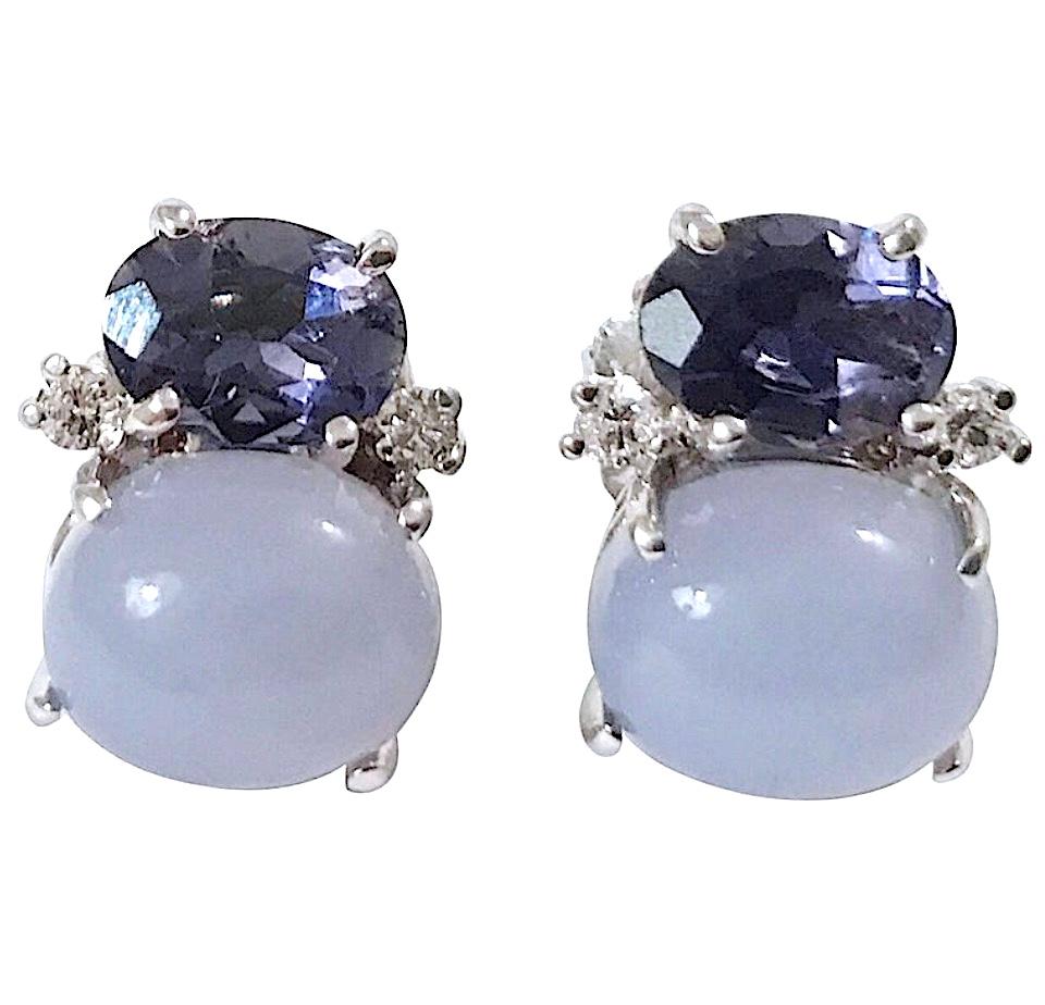 Turquoise Flower Diamonds Cluster Earrings For Sale 12