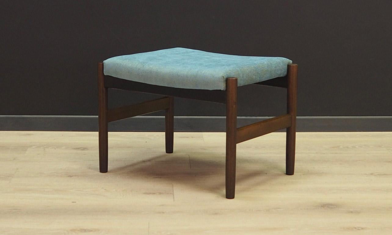 Mid-Century Modern Turquoise Footrest Oak 1970s Vintage Danish Design For Sale